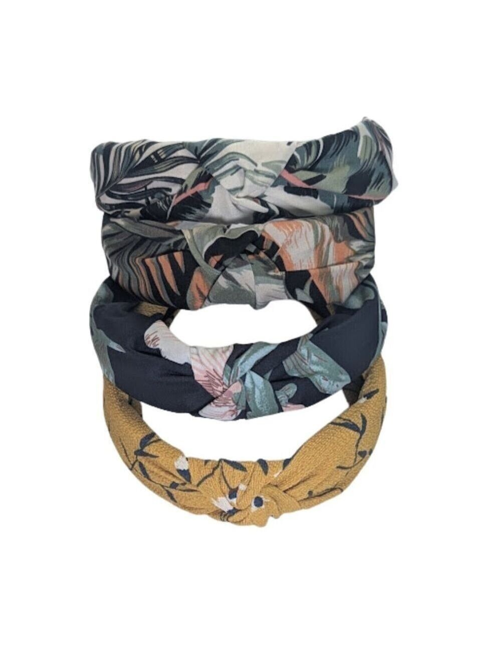 Set of 4 Knotted Headbands Fabric Boho/Floral — One Size
